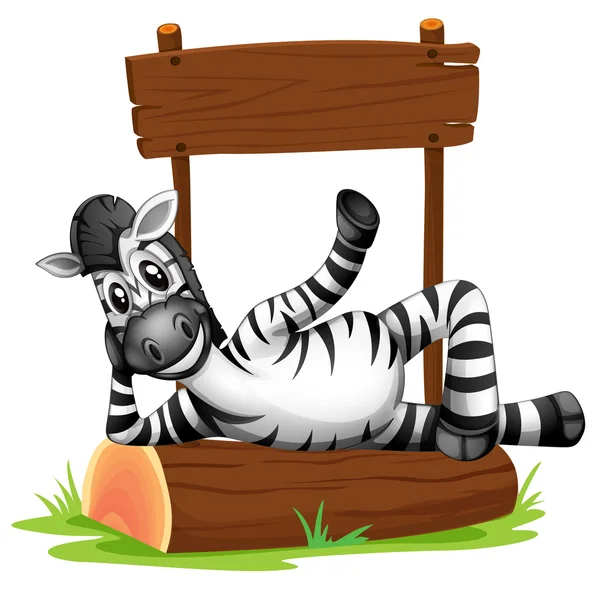 Uma zebra sob a tabuleta vazia — Vetor de Stock