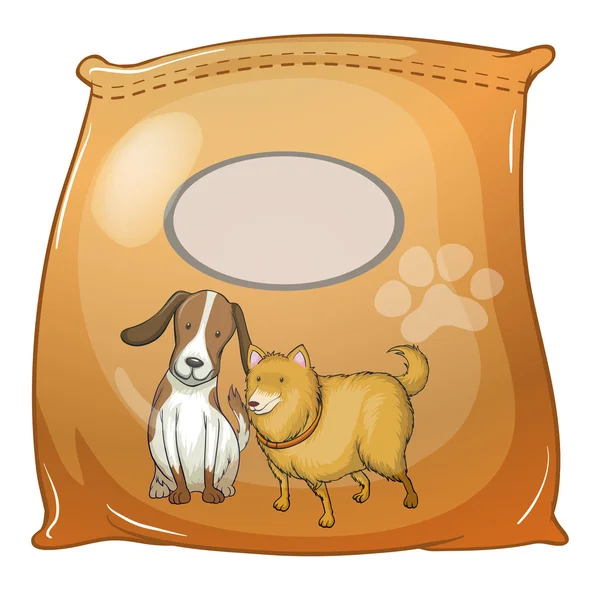 Um pacote de alimentos para cães com um rótulo vazio — Vetor de Stock
