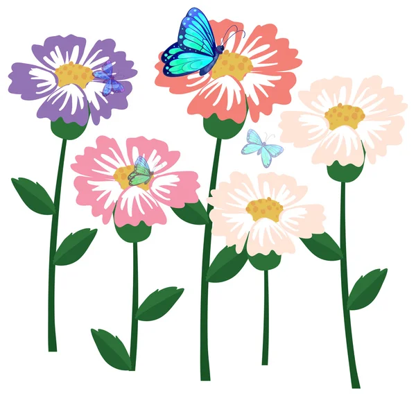 Flores con mariposas — Archivo Imágenes Vectoriales