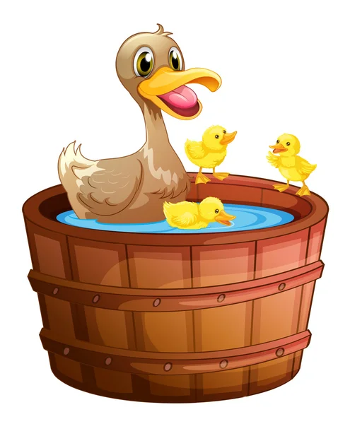 Ducks taking a bath at the bathtub — Stock Vector