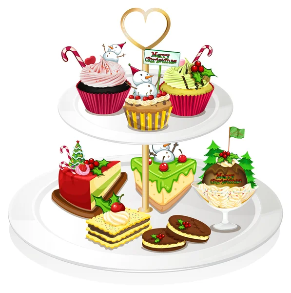 Un plateau avec des cupcakes — Image vectorielle