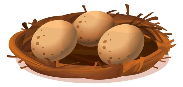 Un nido con tres huevos — Vector de stock