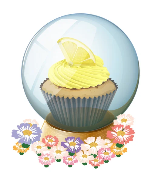 Una bola de cristal rodeada de flores — Διανυσματικό Αρχείο