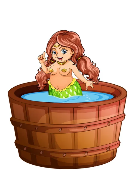 A fat mermaid taking a bath — Stock Vector