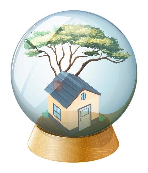 A crystal ball with a house inside — Stock Vector