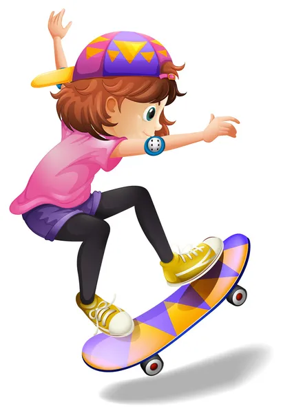 An energetic young woman skateboarding — Stock Vector