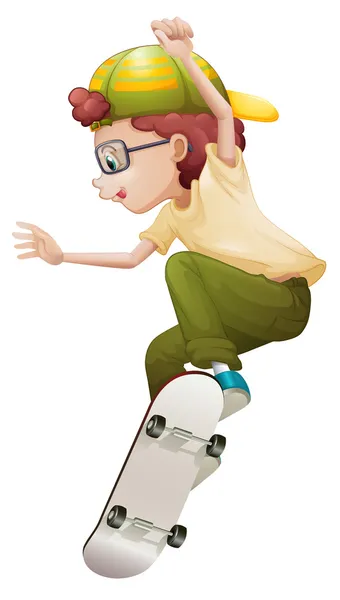 A young man playing with the skateboard — Stock Vector