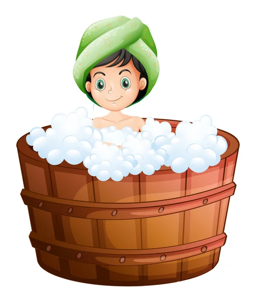 A cute little girl taking a bath — Stock Vector