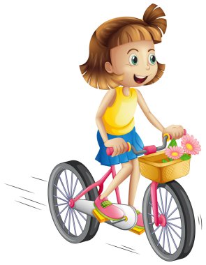 A happy girl riding a bike