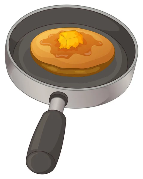 A pan with a pancake — Stock Vector