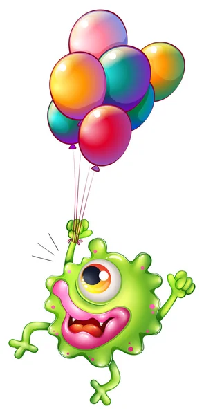 A monster with colourful balloons — Stock Vector