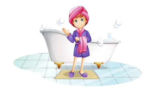 A woman near the bathtub — Stock Vector