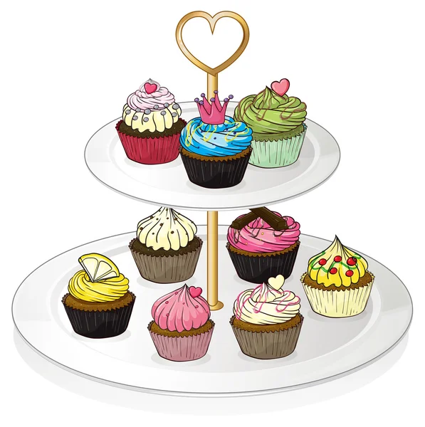 Un plateau avec des cupcakes — Image vectorielle