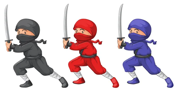 Tres ninjas — Archivo Imágenes Vectoriales