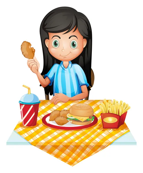 Ένα κορίτσι που τρώει — Διανυσματικό Αρχείο