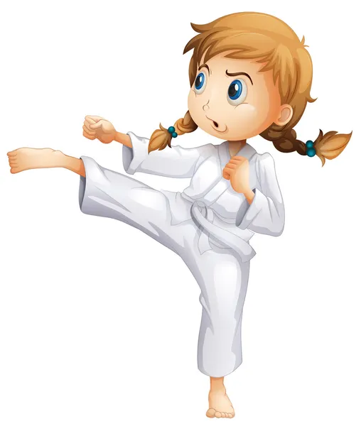 A brave girl doing karate — Stock Vector