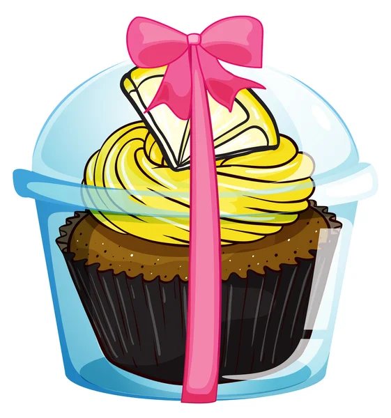Un cupcake avec un glaçage jaune — Image vectorielle