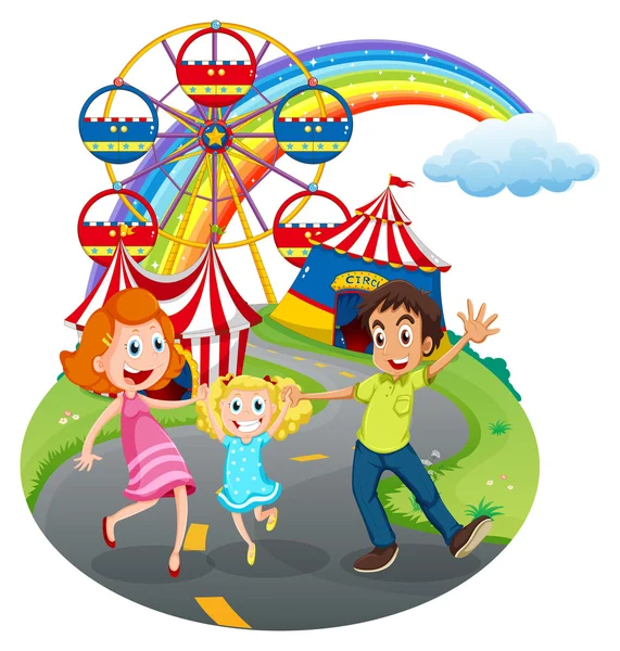 A family at the carnival — Stock Vector