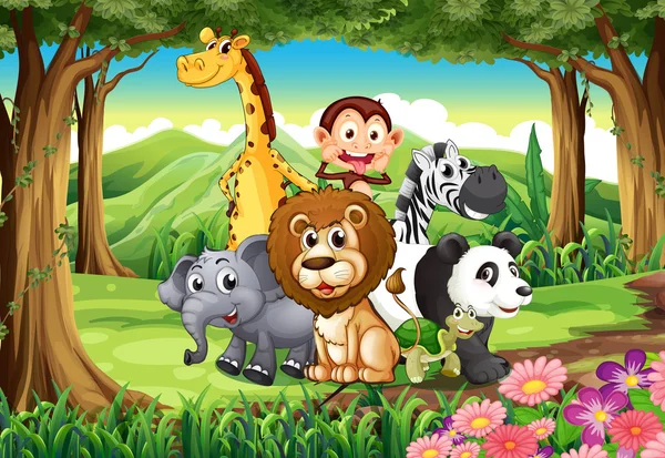 A forest with animals Vector Graphics