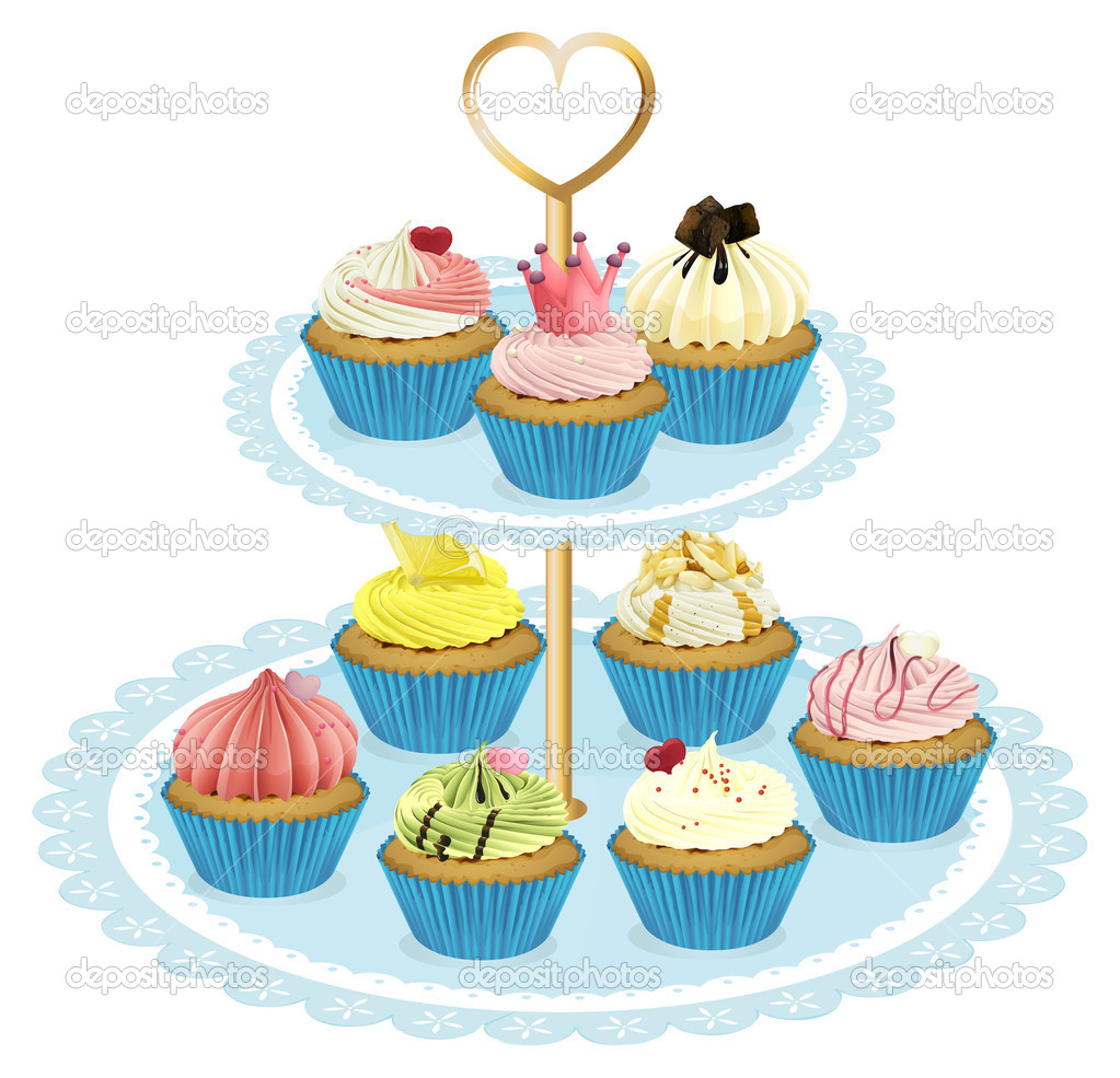 Trays top of cupcakes