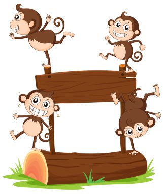 boş tabela ile oynayan maymunlar