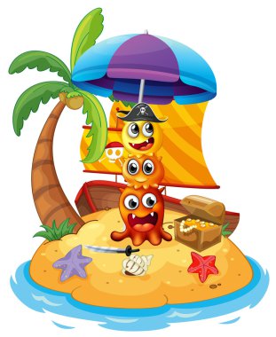 üç oyuncu korsan canavarlar Adası