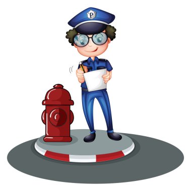 bir polis memuru musluğunun yanında