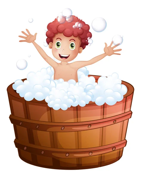 A young boy playing at the bathtub — Stock Vector