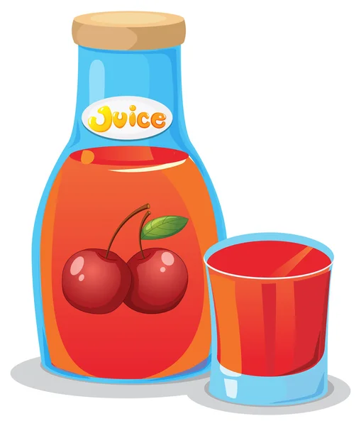 Una botella de jugo de cereza — Vector de stock