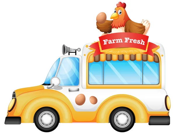 Um veículo que vende produtos frescos agrícolas —  Vetores de Stock