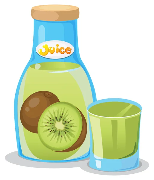 Kiwi juice i flaskan — Stock vektor