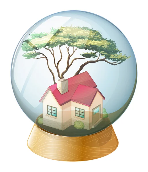 A crystal ball with a house — Stock Vector