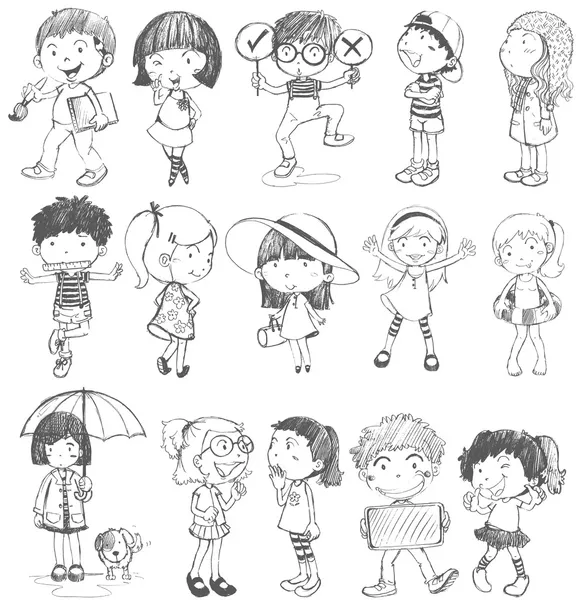 Kinderen in doodle ontwerp — Stockvector