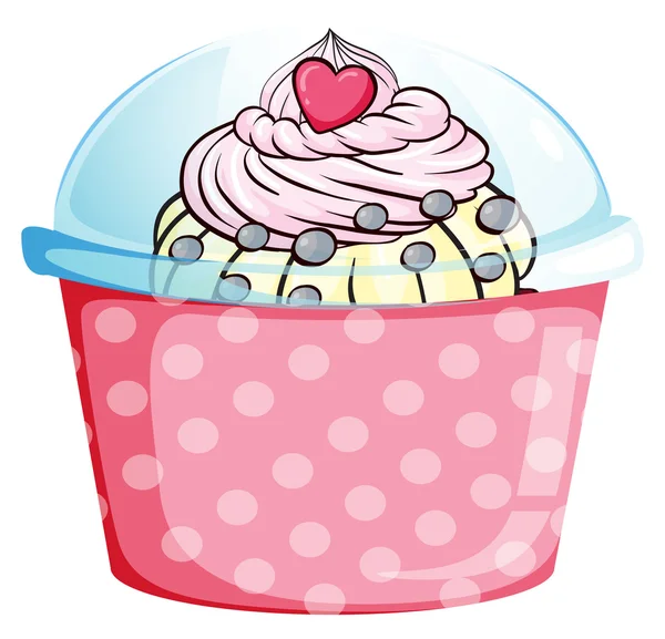 A cupcake in a pink container — Stock Vector