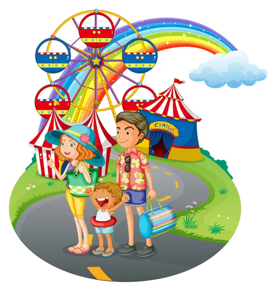 A family bonding at the carnival — Stock Vector