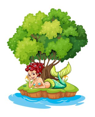 A mermaid in the island clipart