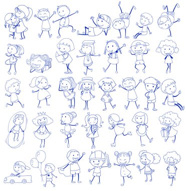 insanlar farklı faaliyetler yapıyor Doodle tasarımı