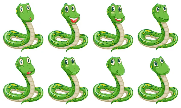 Different snake expressions — Stock Vector