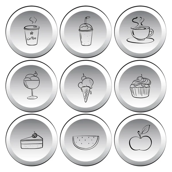Icônes avec des aliments et boissons — Image vectorielle