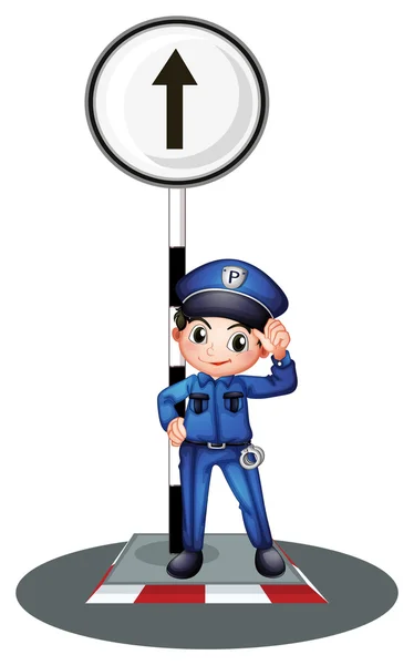 Un policía cerca del puesto — Vector de stock
