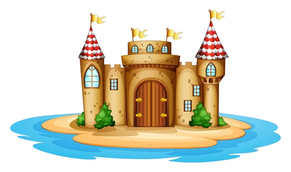 Un castillo en la isla — Vector de stock