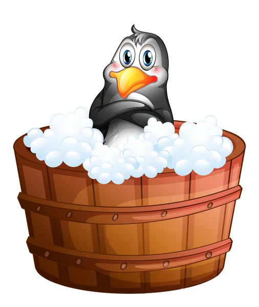 A barrel with a penguin — Stock Vector