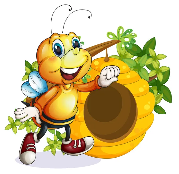 A bee near the beehive — Stock Illustration A bee near the beehive Stock Illustration