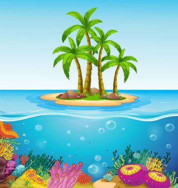 A beautiful island in the middle of the sea clipart