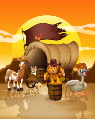 gün batımında hayvanlar