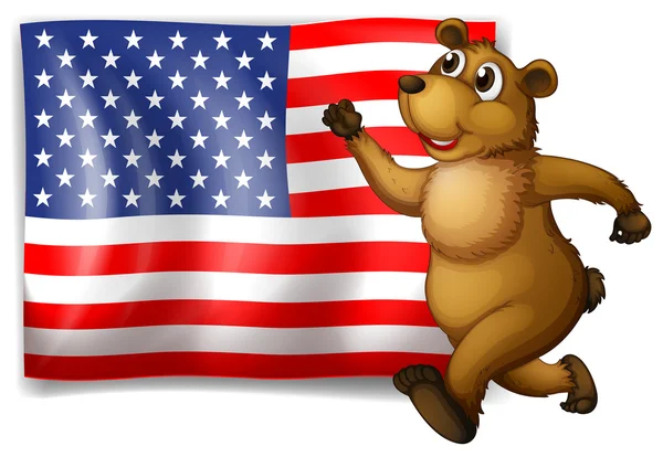 Σημαία και αρκούδα — Διανυσματικό Αρχείο