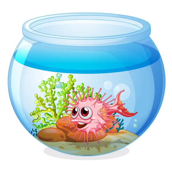 Een vis in het transparante aquarium — Stockvector