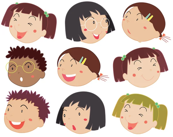 Children faces — Stock Vector