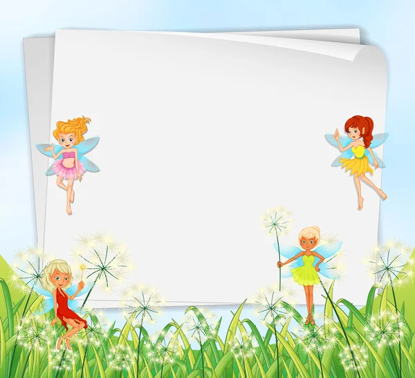 Empty paper templates with fairies — Stock Vector