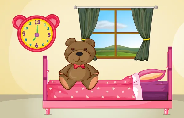 Bear on Bed — Stock Vector